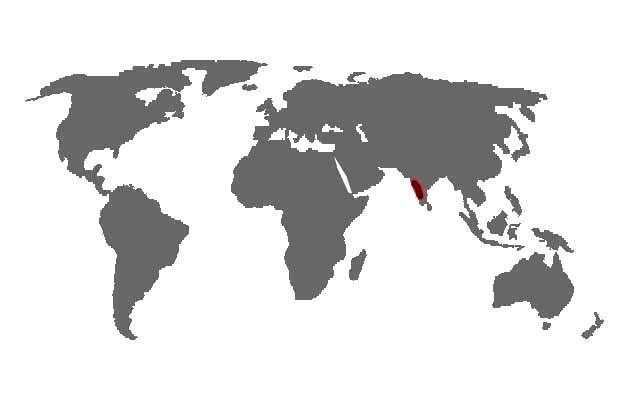 Mapa výskytu - Alexander smaragdový (Psittacula calthrapae)